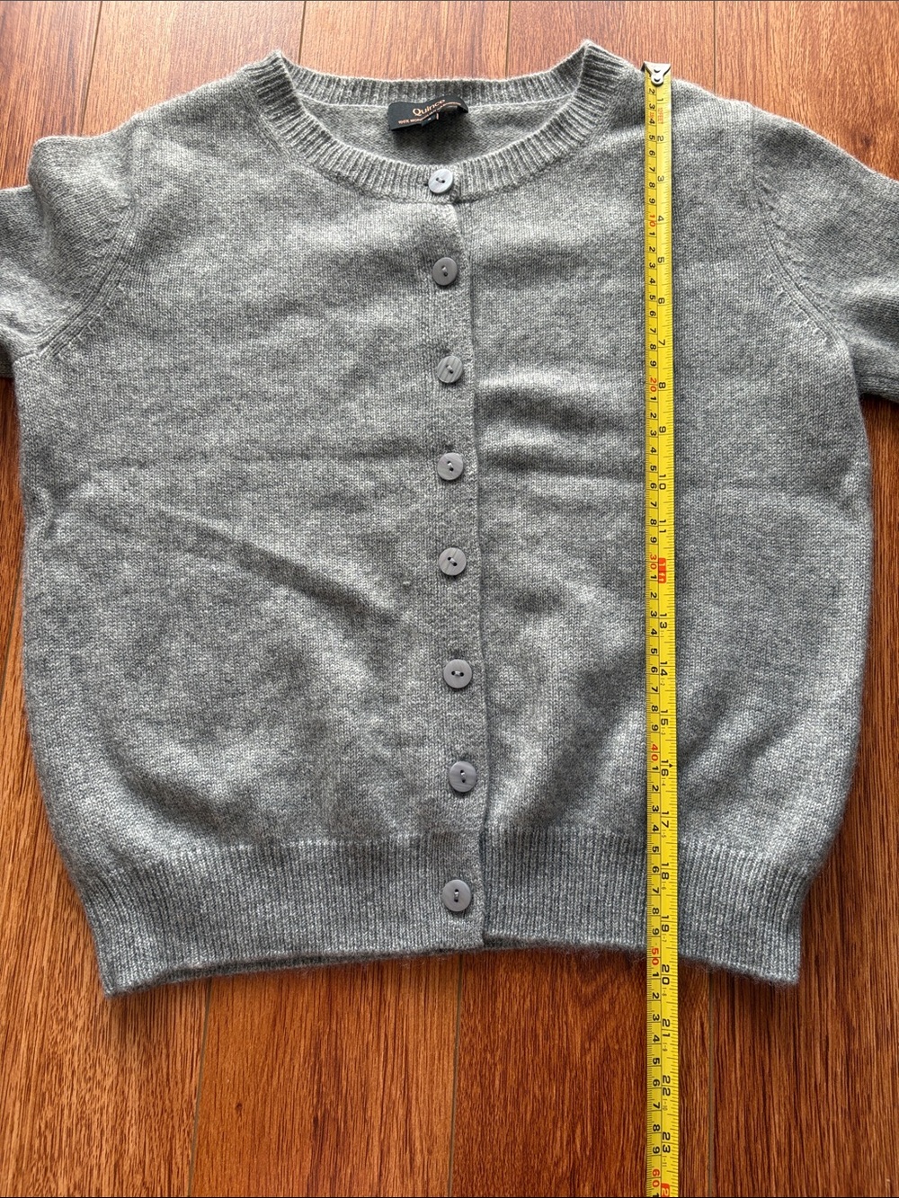 Quince Mongolian Cashmere Cropped Crew Cardigan Heather Grey in Small EUC - Picture 10 of 13